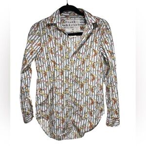 Frank & Eileen Silvio Untuckable Button-Up Shirt Floral Stripe Extra Small Blue